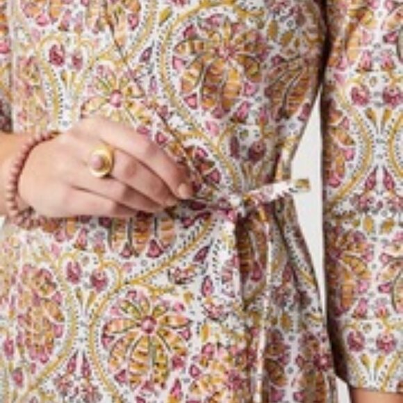 NWOT Spartina 449 Alisa Wrap Dress - Pepper Hall Batik Size Medium Fall Colors - Picture 2 of 12